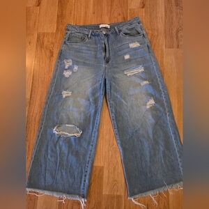 VERVET BY FLYING MONKEY Distressed Wide Leg Crop Jeans 31